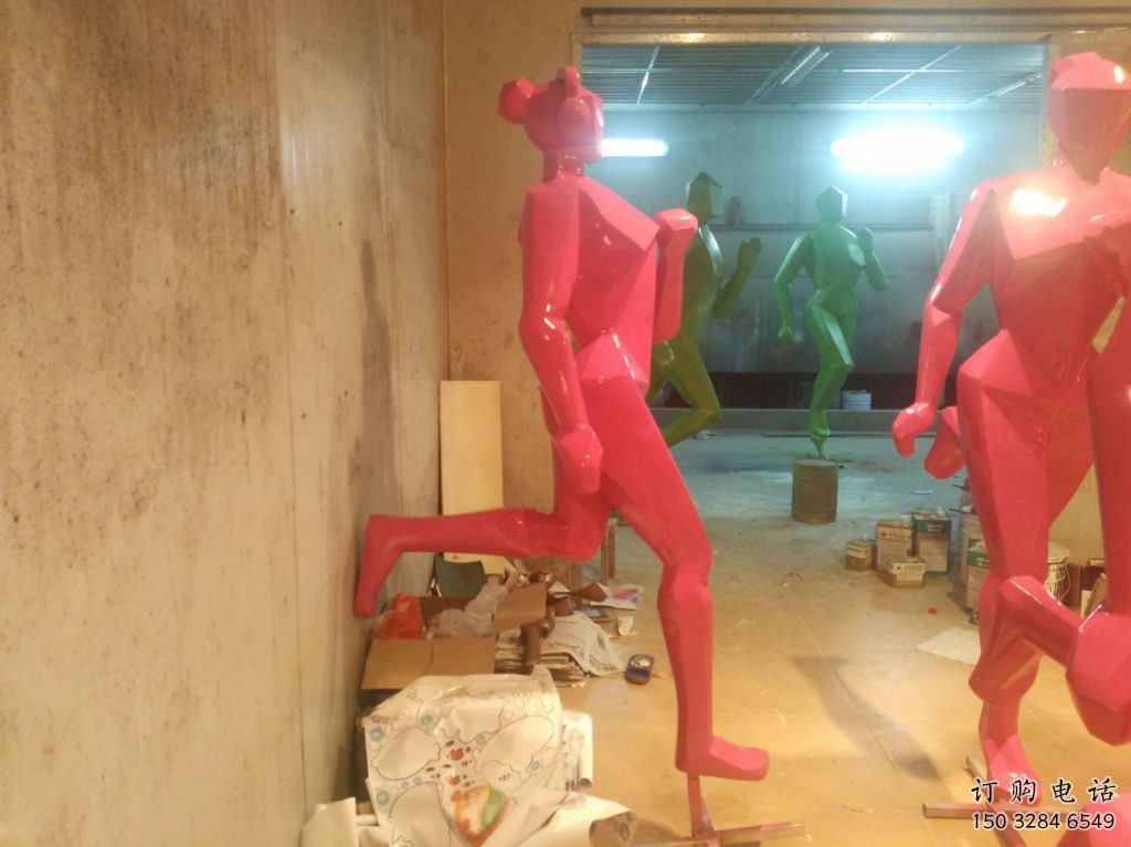 廣場跑步雕塑廠家 幾何小品 戶外不銹鋼跑步雕塑廠