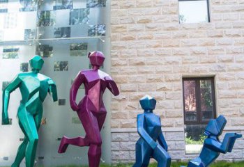 公園跑步雕塑廠家 戶外擺件  電鍍不銹鋼跑步雕塑廠