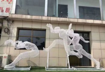 大型跑步雕塑廠家 鏤空小品  不銹鋼鏤空跑步雕塑價格