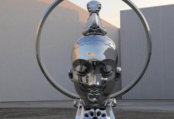 現(xiàn)代頭像雕塑廠家 大型別墅區(qū)擺件  鏡面不銹鋼頭像雕塑廠