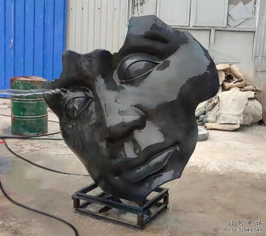 噴漆人臉雕塑廠家 中式小品 草地不銹鋼人臉雕塑廠