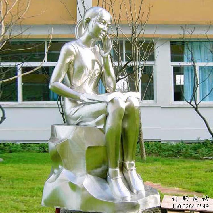 創(chuàng)意學(xué)生雕塑廠家 教育小品  戶外不銹鋼學(xué)生雕塑廠