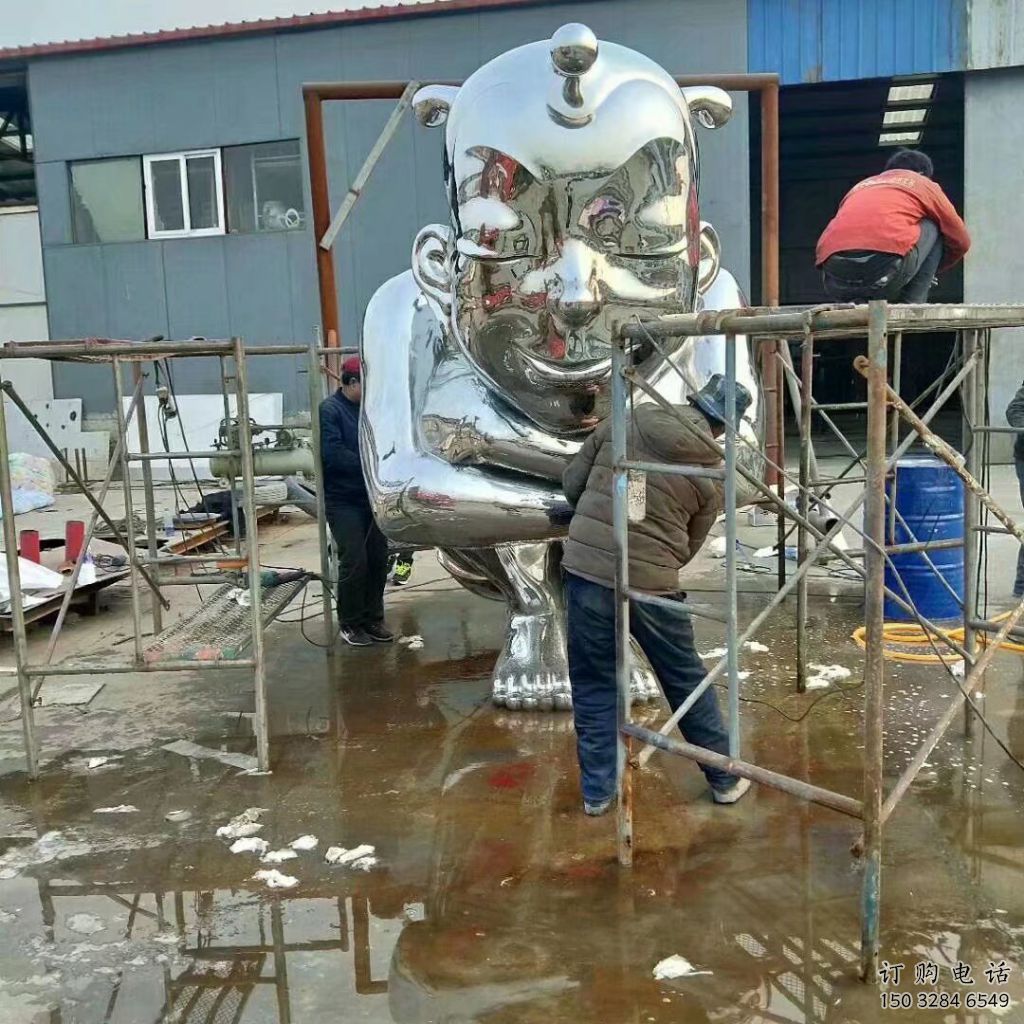 街頭娃娃雕塑廠家 大型別墅區擺件 抽象不銹鋼娃娃雕塑廠