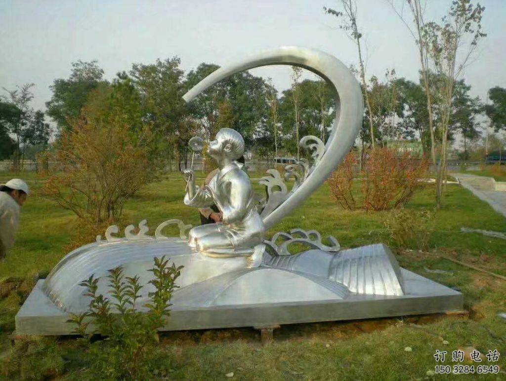 校園娃娃雕塑廠家 教育小品  廣場不銹鋼娃娃雕塑定制