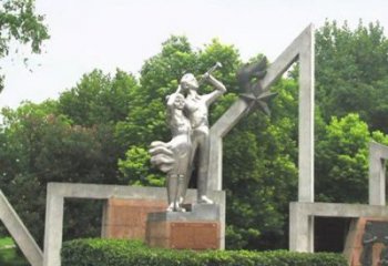 拉絲少先隊(duì)雕塑廠家  創(chuàng)意擺件 廣場(chǎng)不銹鋼少先隊(duì)雕塑廠