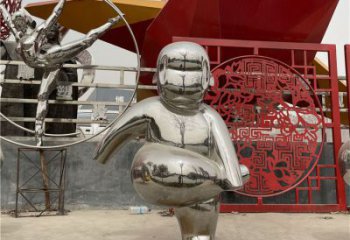 廣場娃娃雕塑廠家 鏡面小品  抽象不銹鋼娃娃雕塑廠