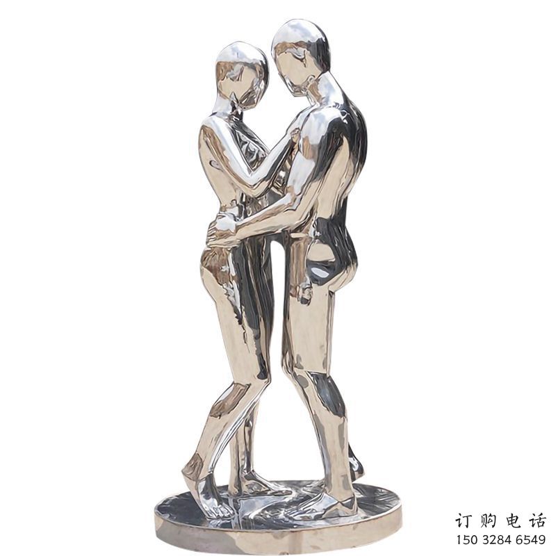 廣場情侶雕塑廠家  現代小品  鏡面不銹鋼情侶雕塑廠