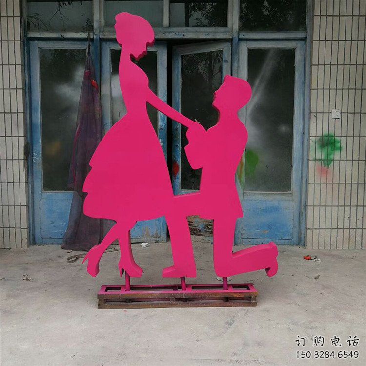 剪紙情侶雕塑廠家 切面擺件  烤漆不銹鋼情侶雕塑制作