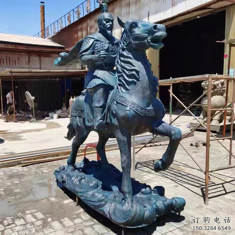 噴漆岳飛雕塑廠家 中式小品 草地岳飛雕塑廠
