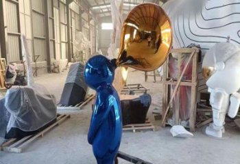 異形人偶雕塑廠家 現代小品 幾何不銹鋼人偶雕塑廠