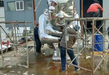 街頭嬰兒雕塑廠家 大型別墅區擺件 抽象不銹鋼嬰兒雕塑廠