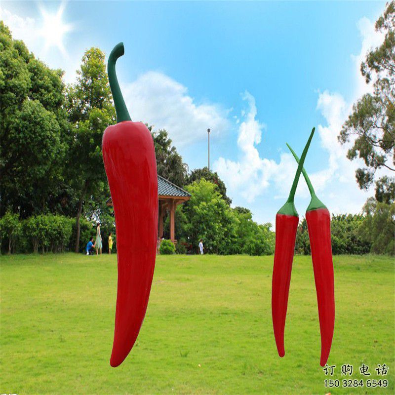 仿真辣椒雕塑廠家 現代擺件  烤漆不銹鋼辣椒雕塑廠