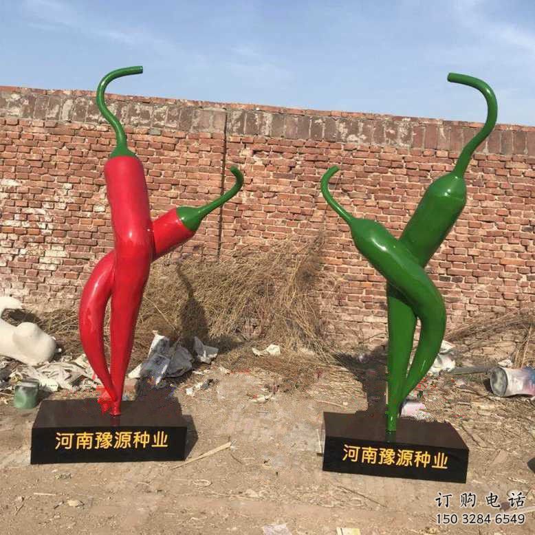 園林辣椒雕塑廠家  公園彩繪小品 中式不銹鋼辣椒雕塑廠