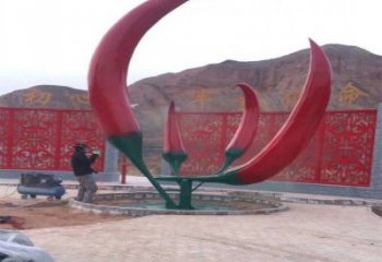 村口辣椒雕塑廠家 戶外現(xiàn)代擺件 創(chuàng)意不銹鋼辣椒雕塑廠