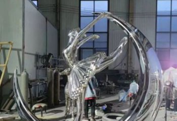 抽象舞女雕塑廠家  鏡面小品  戶外不銹鋼舞女雕塑定做