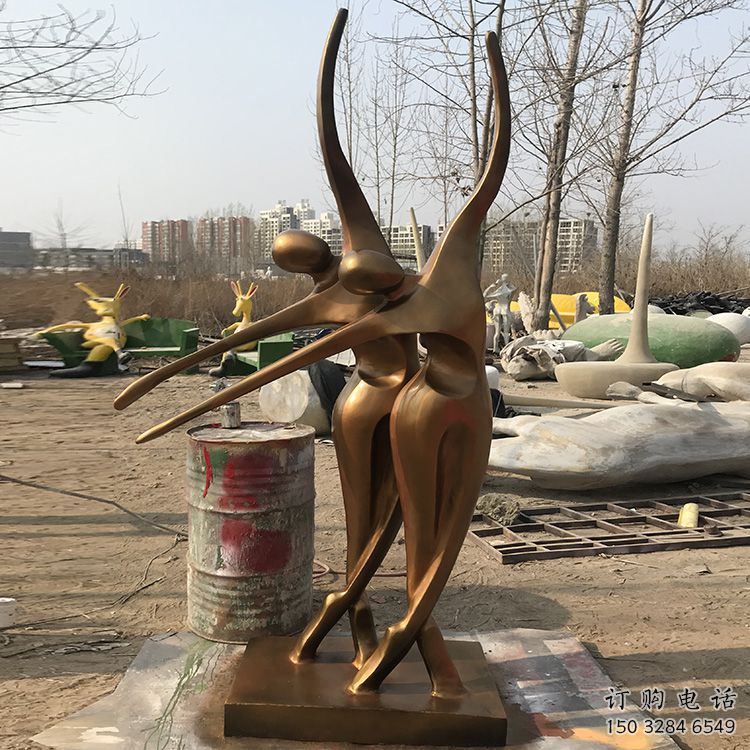 幾何舞者雕塑廠家  廣場小品  抽象不銹鋼舞者雕塑擺件