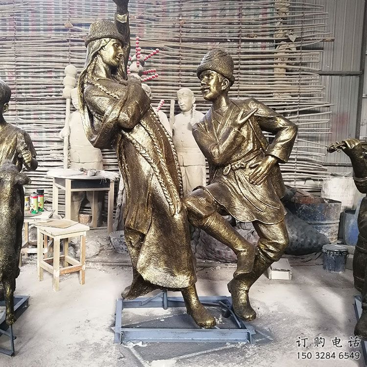 噴漆跳舞雕塑廠家 中式小品 草地跳舞雕塑規格