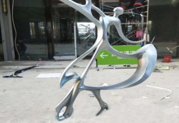 異形芭蕾舞雕塑廠家 現代小品 幾何不銹鋼芭蕾舞雕塑廠