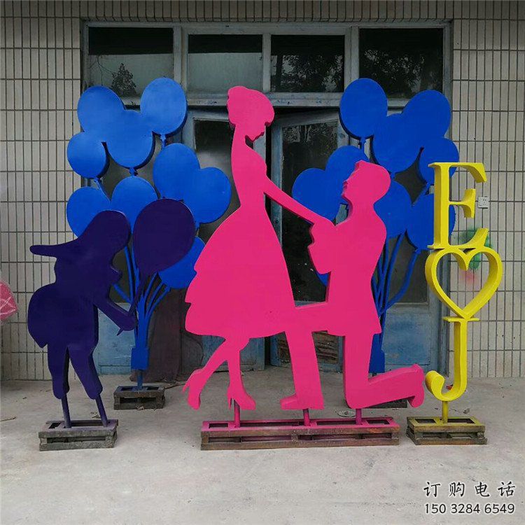 剪紙戀人雕塑廠家 切面擺件  烤漆不銹鋼戀人雕塑廠