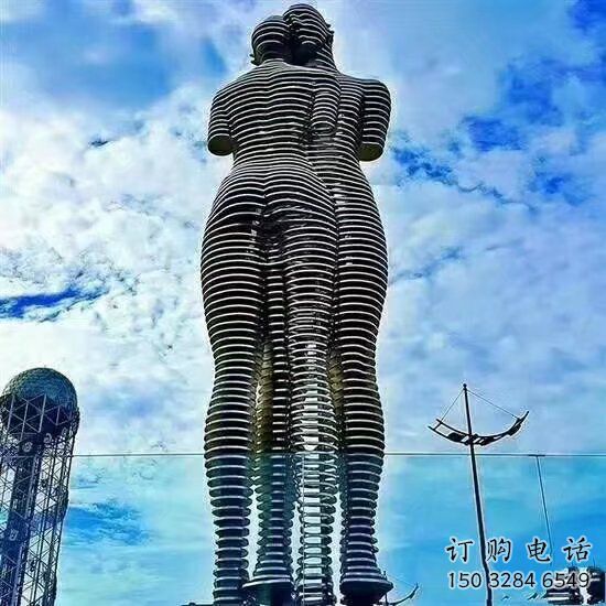 異形戀人雕塑廠家 現(xiàn)代公園小品  抽象不銹鋼戀人雕塑廠