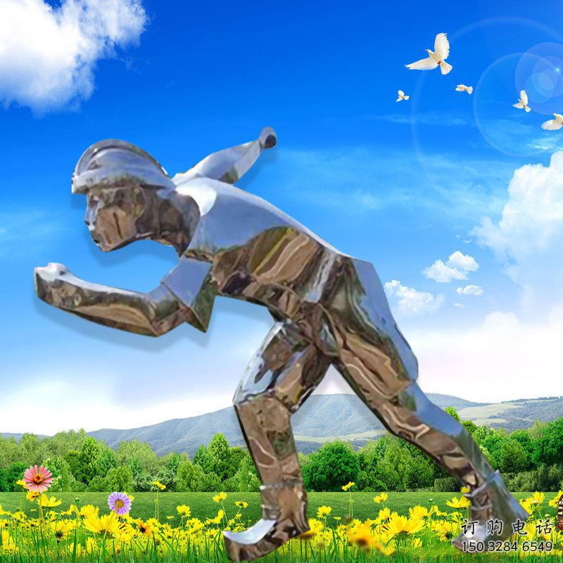 戶外青少年雕塑廠家  公園小品  現代不銹鋼青少年雕塑產品