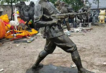 噴漆戰士雕塑廠家 中式村口小品 草地戰士雕塑廠