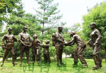 街道擁軍雕塑廠家  草地黨建擺件  烤漆擁軍雕塑廠