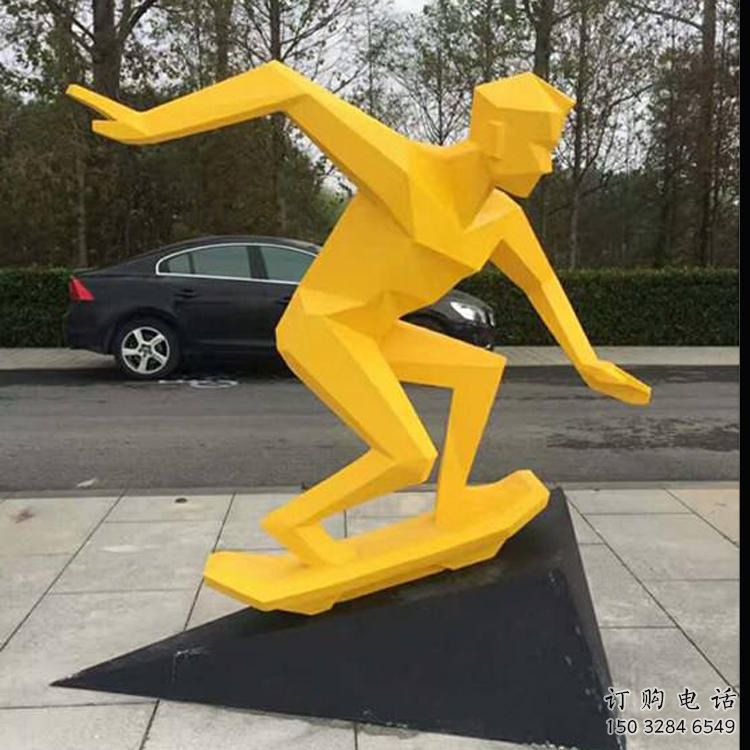 幾何滑板雕塑廠家 公園小品  烤漆不銹鋼滑板雕塑定制