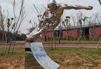 鏡面滑板雕塑廠家 大型擺件  廣場(chǎng)不銹鋼滑板雕塑廠