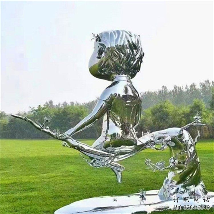 現代大頭入雕塑廠家 大型別墅區擺件  公園不銹鋼大頭入雕塑廠