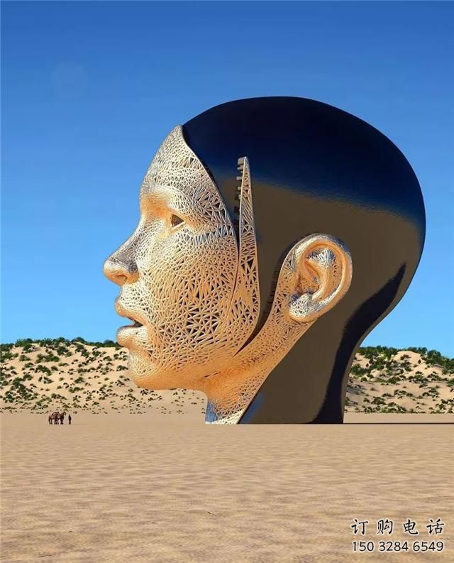 烤漆大頭入雕塑廠家  廣場(chǎng)小品  戶外不銹鋼大頭入雕塑廠