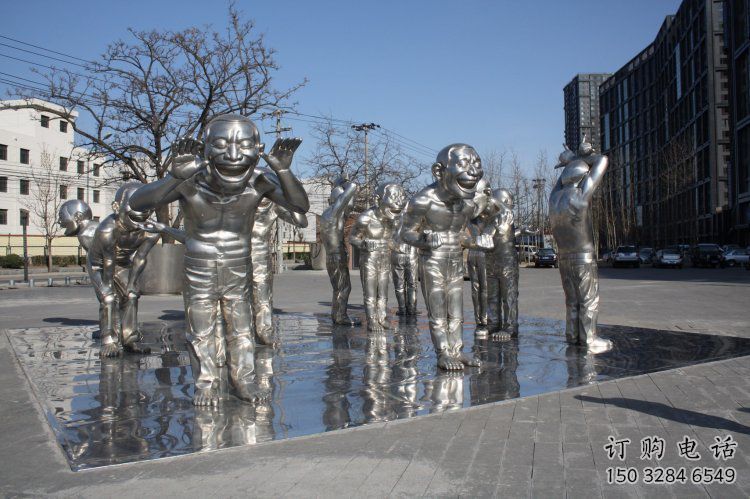 廣場小丑雕塑廠家  戶外公園小品  抽象不銹鋼小丑雕塑廠