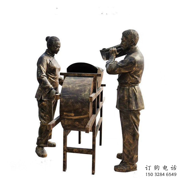 噴漆農民雕塑廠家 中式村口小品 草地農民雕塑廠