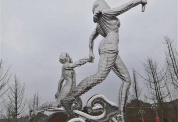 鏤空健兒雕塑廠家 園林小品  公園不銹鋼健兒雕塑廠