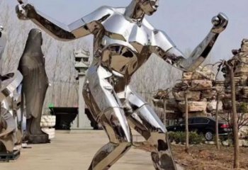 現代健兒雕塑廠家 大型別墅區擺件  創意不銹鋼健兒雕塑廠