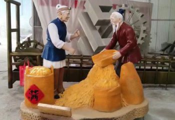 園林農民雕塑廠家 彩繪小品 中式農民雕塑加工制作