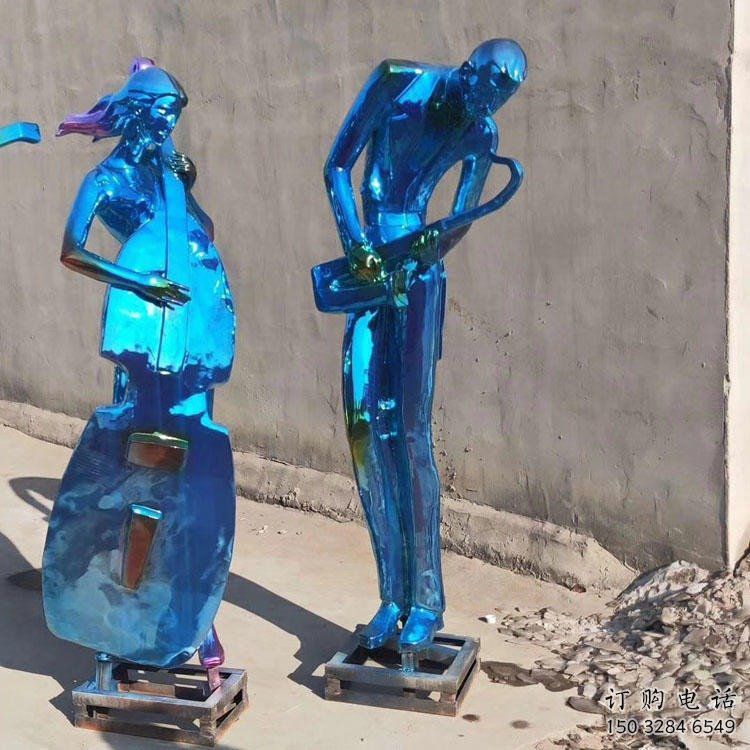 電鍍音樂人雕塑廠家 園林擺件  創意不銹鋼音樂人雕塑廠