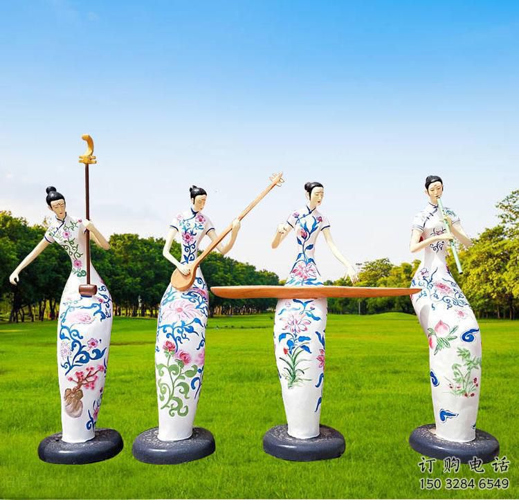 仿古音樂人雕塑廠家 草地小品 房地產不銹鋼音樂人雕塑廠