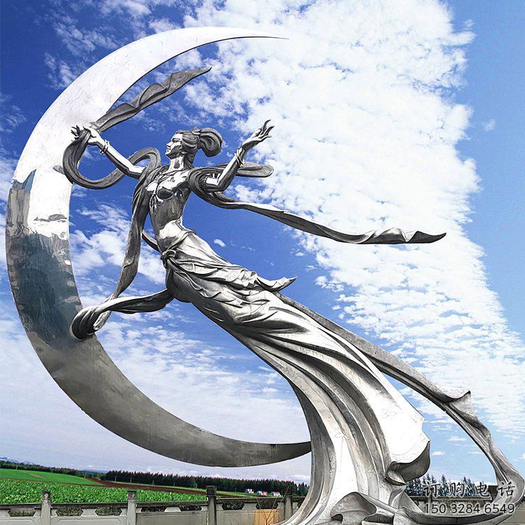 彩繪嫦娥奔月雕塑廠家 創意擺件 街頭嫦娥奔月雕塑定制