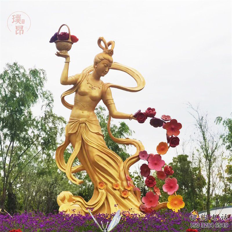 烤漆天女散花雕塑廠家  公園小品  戶外天女散花雕塑廠