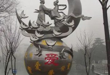 園林牛郎織女雕塑廠家 鏡面小品 中式牛郎織女雕塑廠