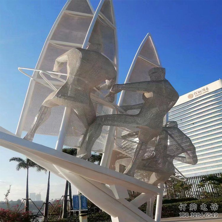 歐式沖浪雕塑廠家 抽象擺件 體育場不銹鋼沖浪雕塑廠
