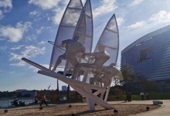 抽象沖浪雕塑廠家 公園廣場小品 鏤空不銹鋼沖浪雕塑廠