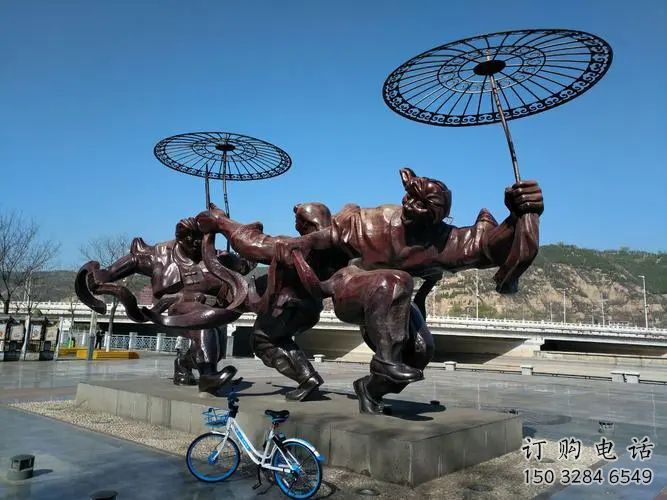 仿古扭秧歌雕塑廠家  公園廣場小品  戶外抽象不銹鋼扭秧歌雕塑