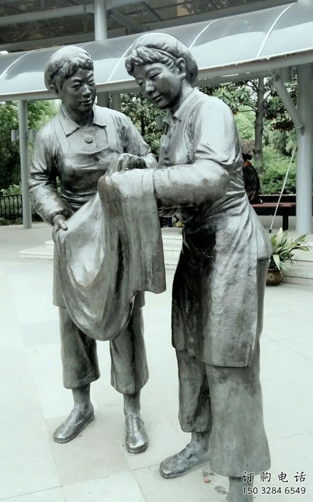 公園女工雕塑廠家 戶外仿古擺件  創意烤漆女工雕塑