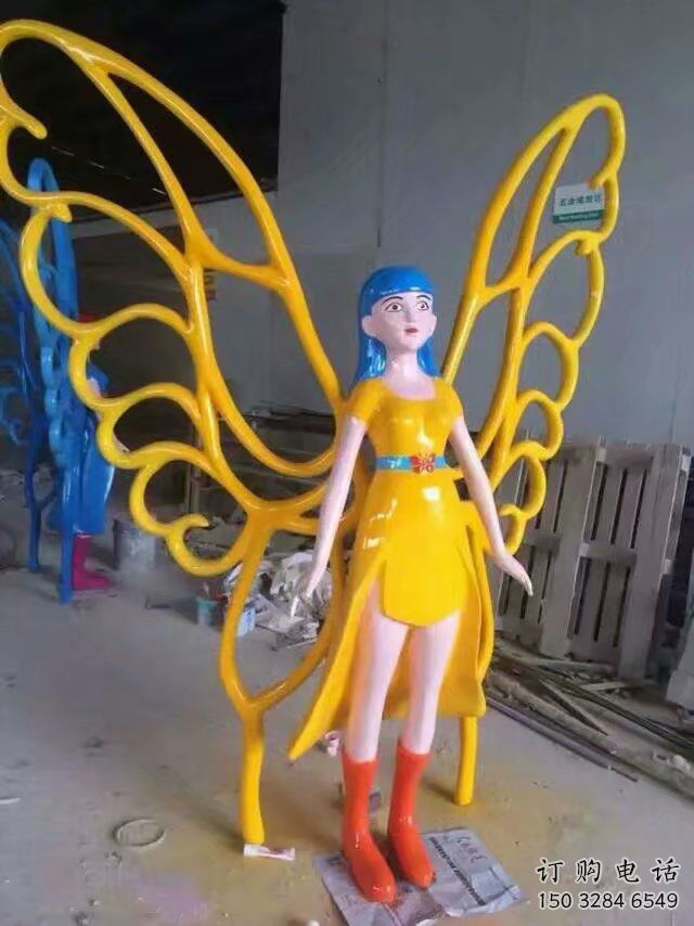 彩繪仙子雕塑廠家 公園草地擺件 街頭仙子雕塑廠