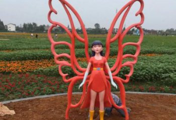 鏤空仙子雕塑廠家 園林小品 彩繪烤漆仙子雕塑擺件