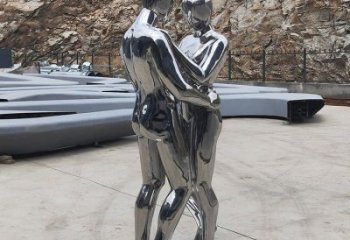 鏡面愛情雕塑廠家 大型擺件 現代不銹鋼愛情雕塑廠