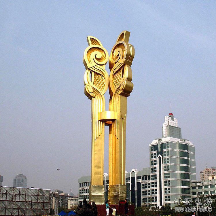 公園地標雕塑廠家 戶外擺件  烤漆不銹鋼地標雕塑小品