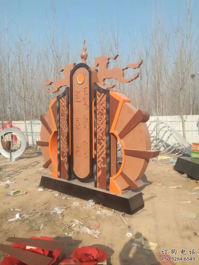 烤漆地標雕塑廠家  現代小品  大型不銹鋼地標雕塑擺件